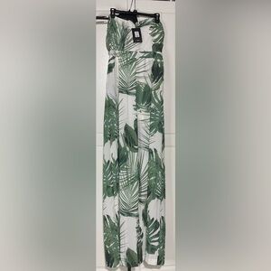 Fashion Nova NWT Green Leaf Print Jumpsuit